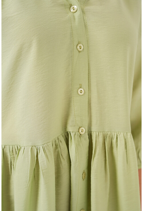 Kadın Düğmeli Kısa Kol Elbise 2559