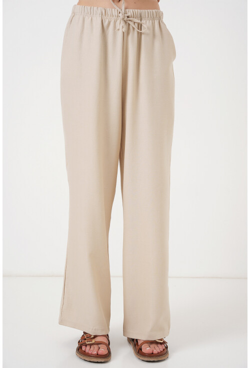 Kadın Geniş Paça Keten Pantolon 6735