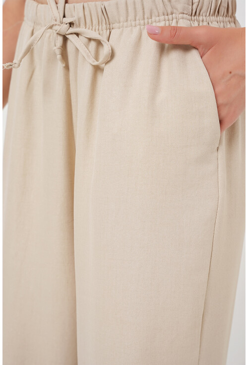 Kadın Geniş Paça Keten Pantolon 6735
