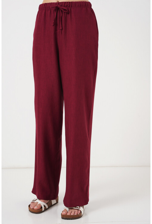Kadın Geniş Paça Keten Pantolon 6735