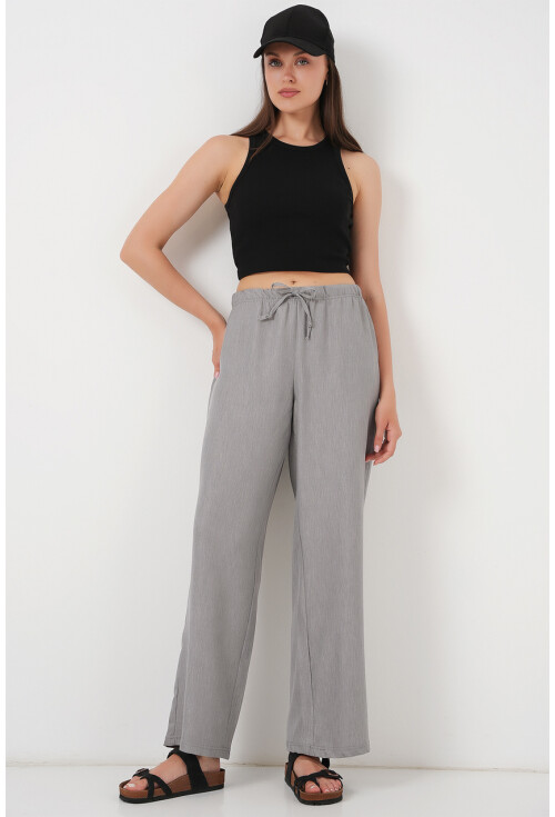 Kadın Geniş Paça Keten Pantolon 6735