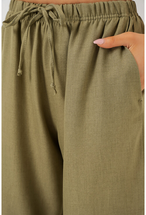Kadın Geniş Paça Keten Pantolon 6735