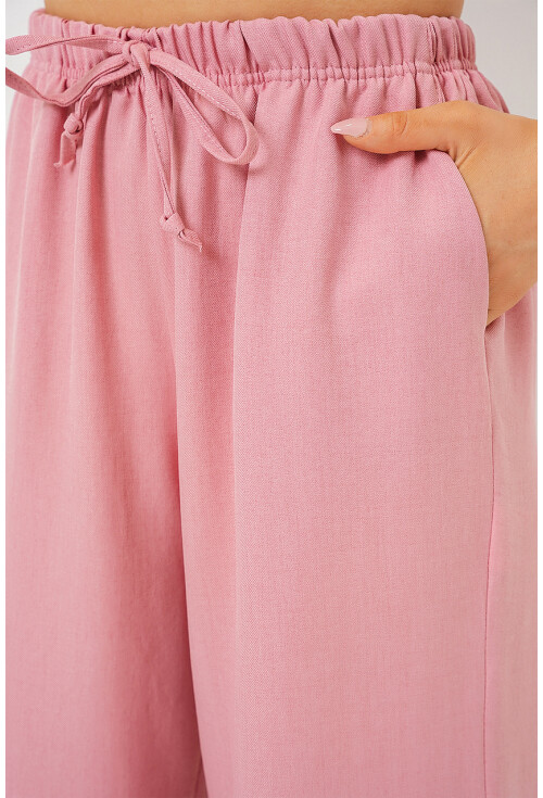 Kadın Geniş Paça Keten Pantolon 6735