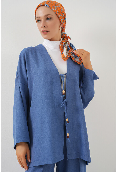 Kadın Keten Kimono İkili Takım 6727