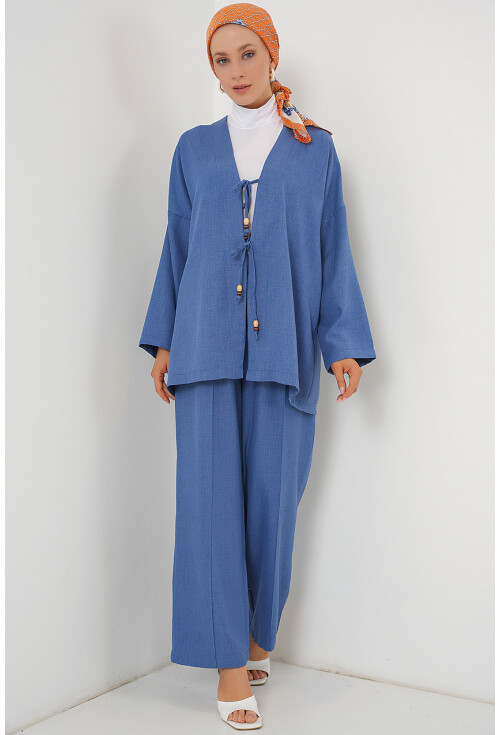 Kadın Keten Kimono İkili Takım 6727