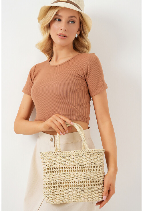 Kadın Örgü Hasır Çanta 010188