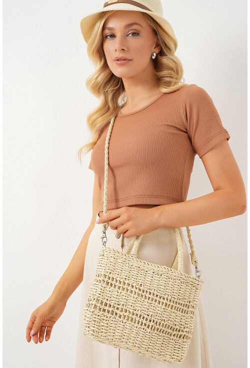 Kadın Örgü Hasır Çanta 010188