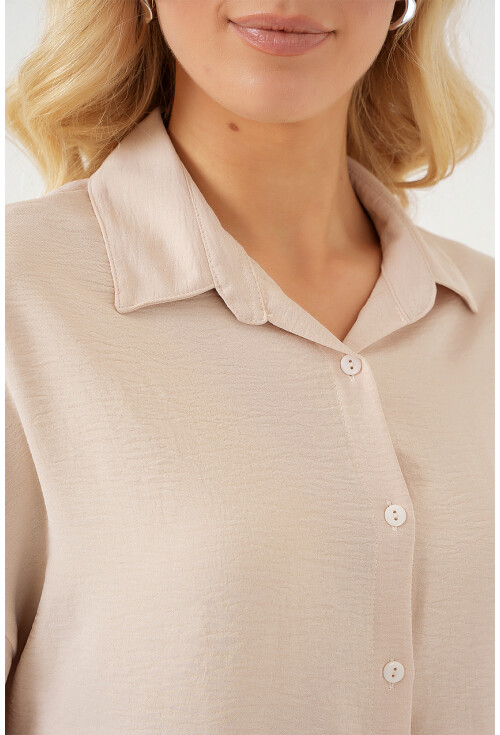 Kadın Oversize Kısa Kol Gömlek 20322