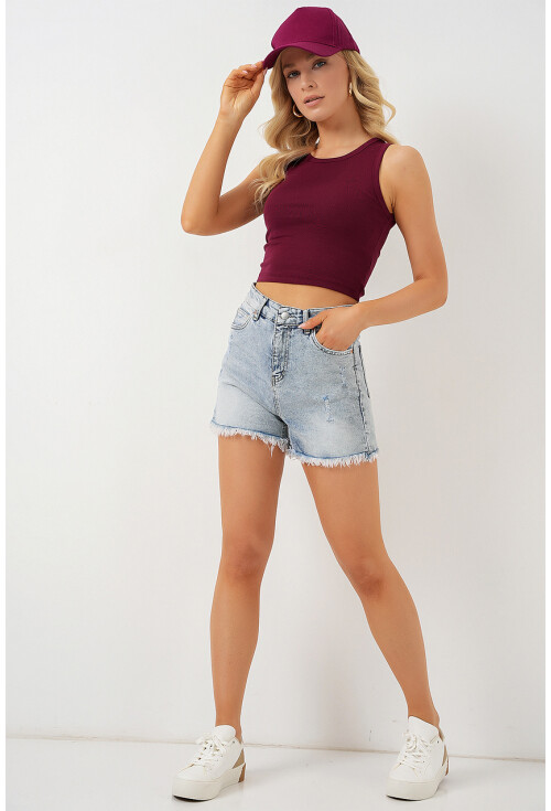 Kadın Püsküllü Kot Şort 5338
