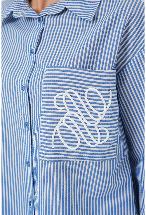 Kadın Tek Cep Nakışlı Gömlek 20328