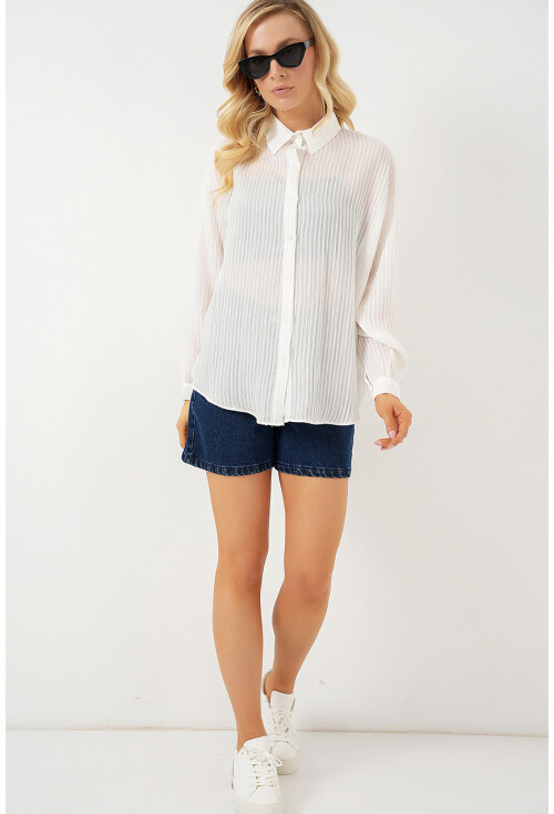 Kadın Uzun Oversize Gömlek 20320
