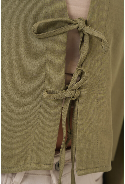 Önü Bağlamalı Keten Kimono 960