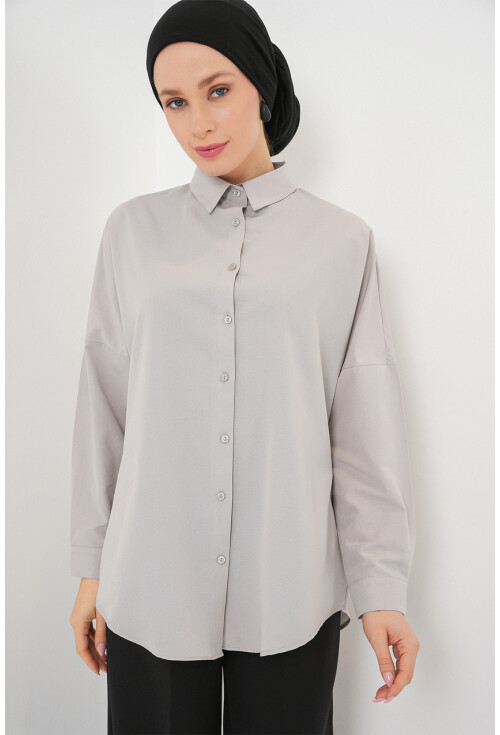 103901 Oversize Basic Tesettür Gömlek