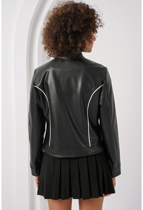 1041 Dik Yaka Suni Deri Ceket