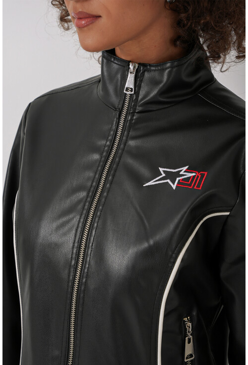 1041 Dik Yaka Suni Deri Ceket