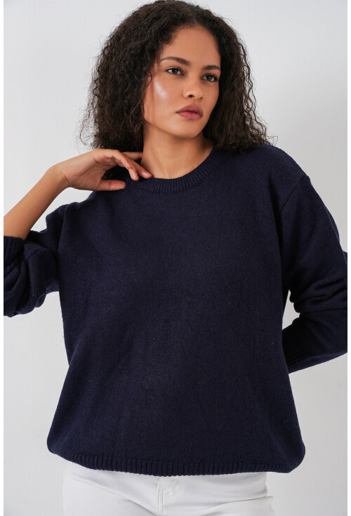 15895 Baklava Desenli Oversize Triko Kazak