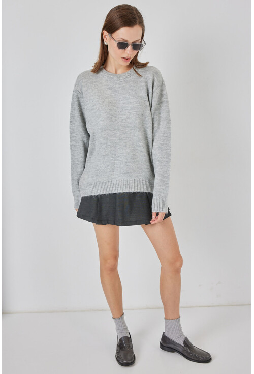 15895 Baklava Desenli Oversize Triko Kazak