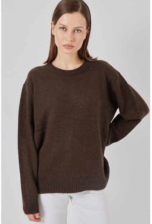 15895 Baklava Desenli Oversize Triko Kazak