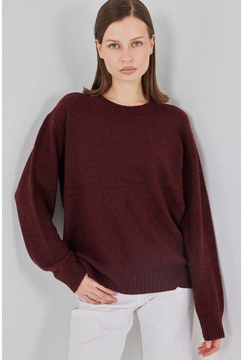 15895 Baklava Desenli Oversize Triko Kazak