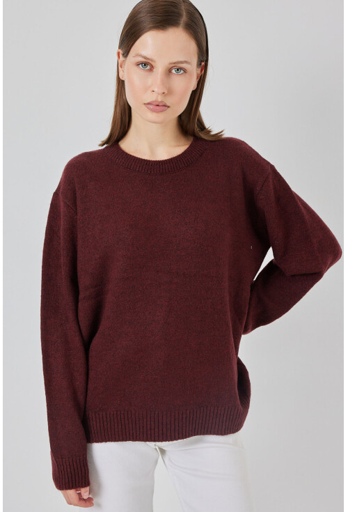 15895 Baklava Desenli Oversize Triko Kazak