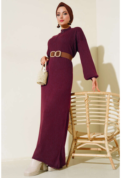 15900 Boydan Tesettür Triko Elbise