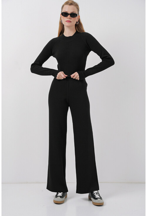 15905 Kadın Crop Kazak Pantolon Triko Alt Üst Takım