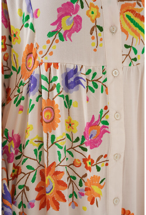 2423 Otantik Desenli Tesettür Elbise