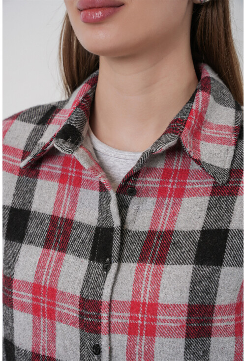 3854 Ekose Desen Çift Cepli Gömlek