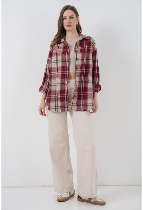 3854 Ekose Desen Çift Cepli Gömlek