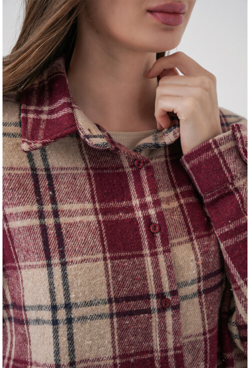 3854 Ekose Desen Çift Cepli Gömlek