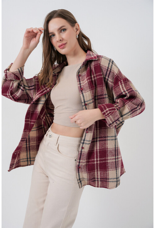 3854 Ekose Desen Çift Cepli Gömlek