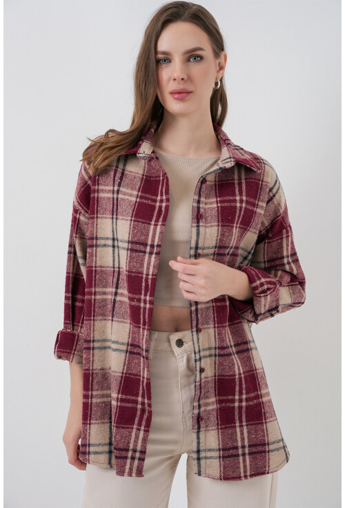 3854 Ekose Desen Çift Cepli Gömlek