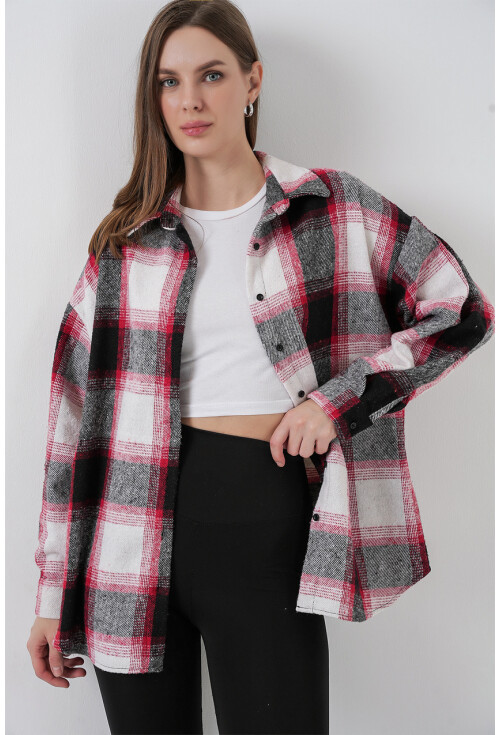 3854 Ekose Desen Çift Cepli Gömlek