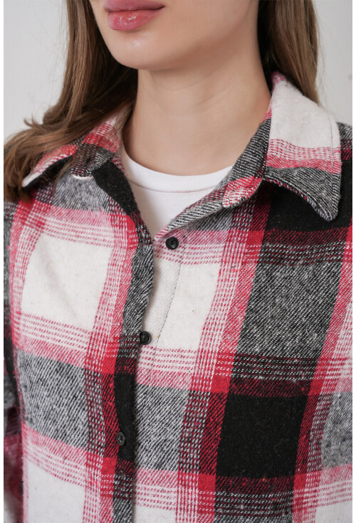 3854 Ekose Desen Çift Cepli Gömlek