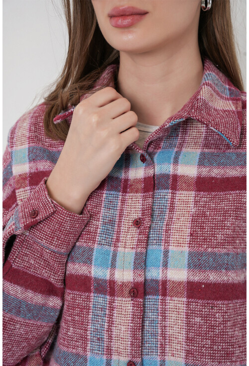 3854 Ekose Desen Çift Cepli Gömlek