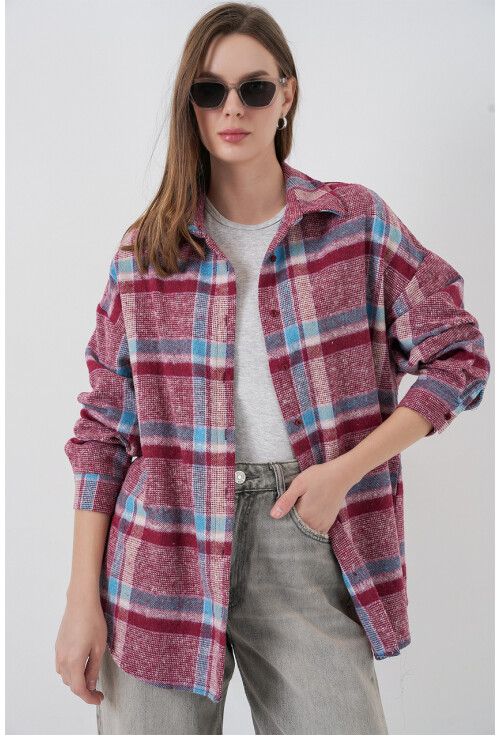 3854 Ekose Desen Çift Cepli Gömlek