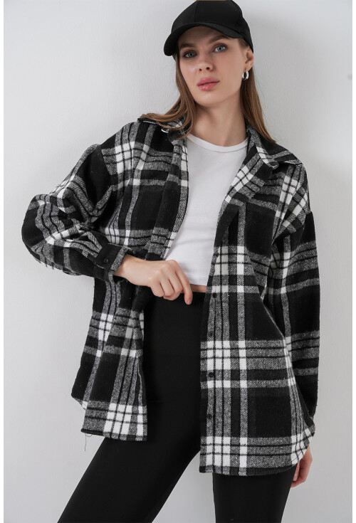 3854 Ekose Desen Çift Cepli Gömlek