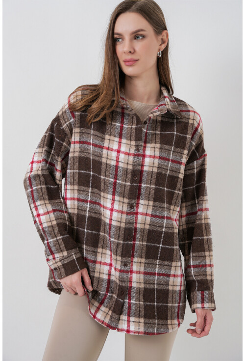 3854 Ekose Desen Çift Cepli Gömlek