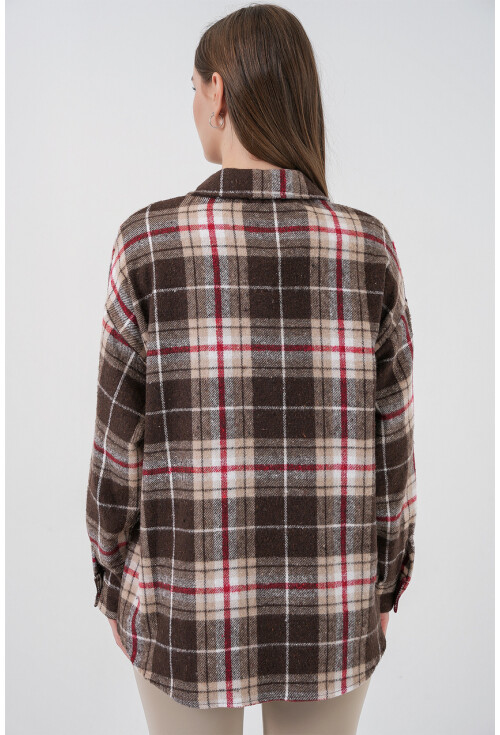 3854 Ekose Desen Çift Cepli Gömlek