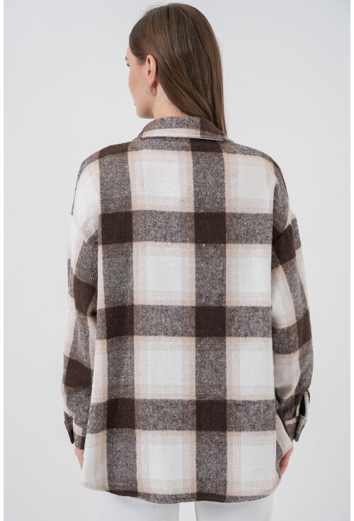 3854 Ekose Desen Çift Cepli Gömlek