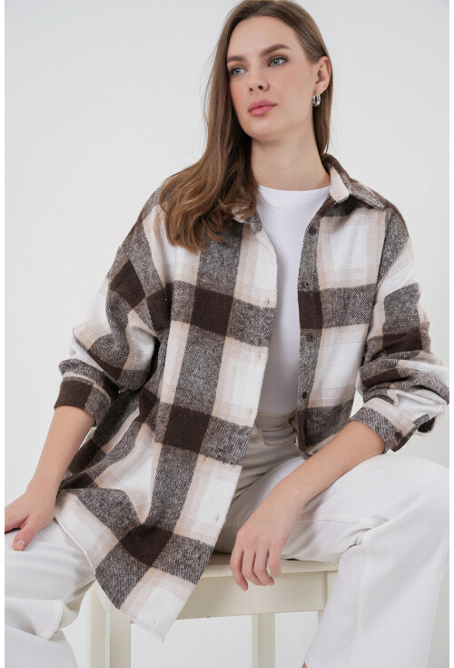 3854 Ekose Desen Çift Cepli Gömlek