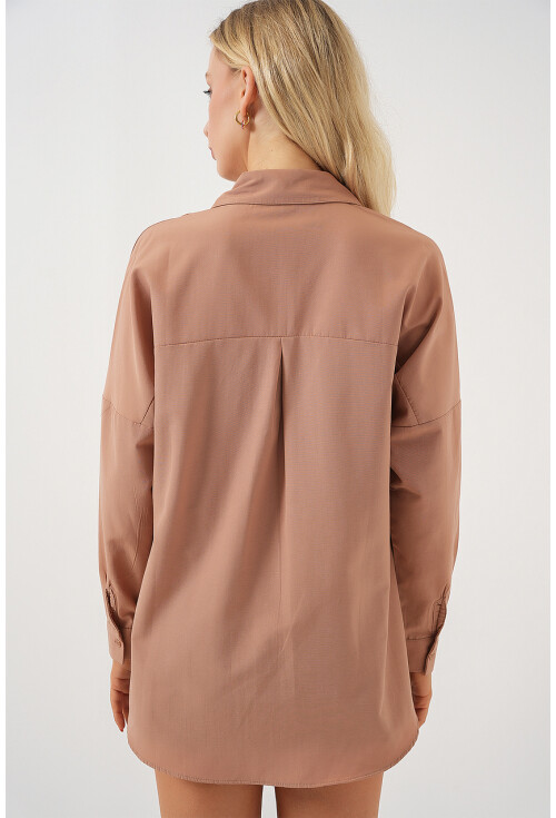 3900 Oversize Uzun Basic Gömlek