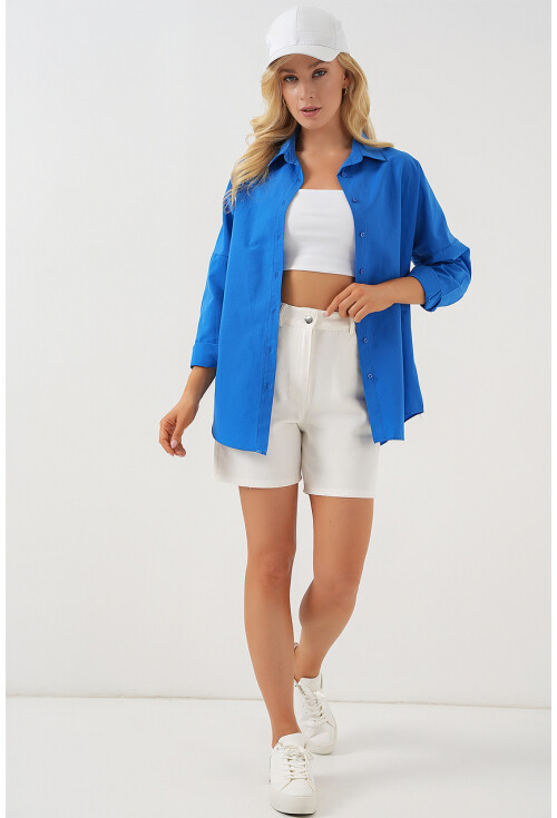 3900 Oversize Uzun Basic Gömlek