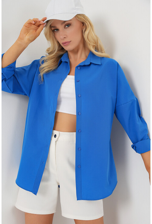 3900 Oversize Uzun Basic Gömlek