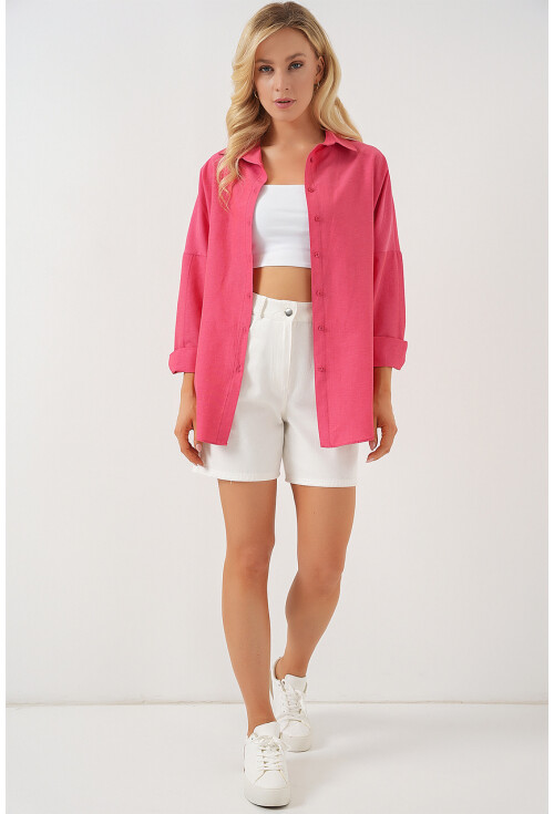 3900 Oversize Uzun Basic Gömlek