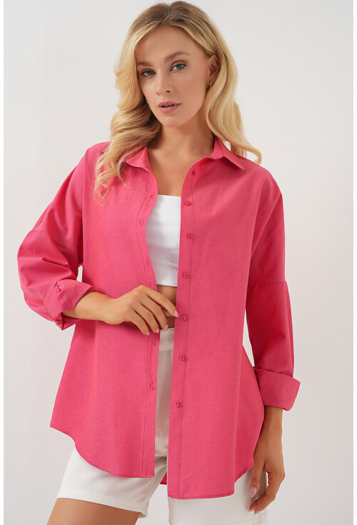 3900 Oversize Uzun Basic Gömlek