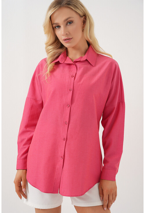 3900 Oversize Uzun Basic Gömlek