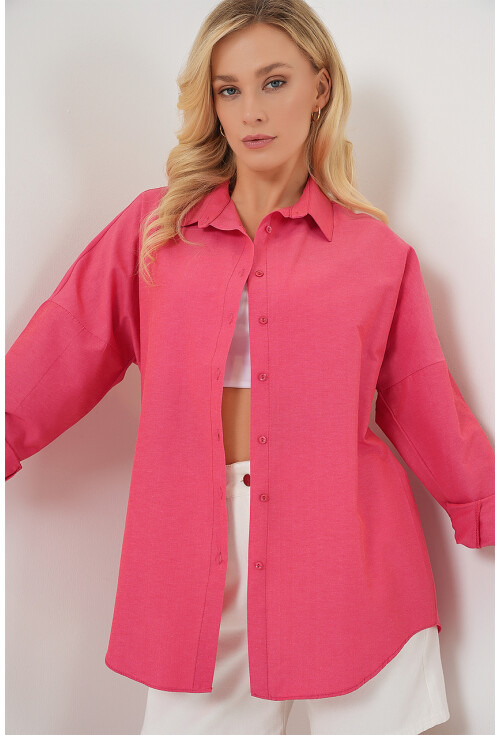 3900 Oversize Uzun Basic Gömlek