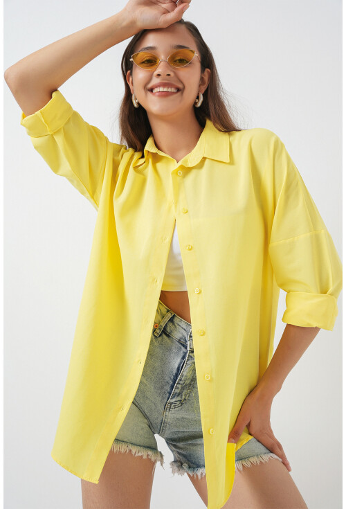 3900 Oversize Uzun Basic Gömlek