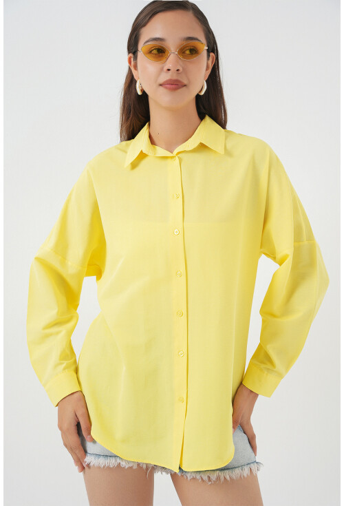 3900 Oversize Uzun Basic Gömlek